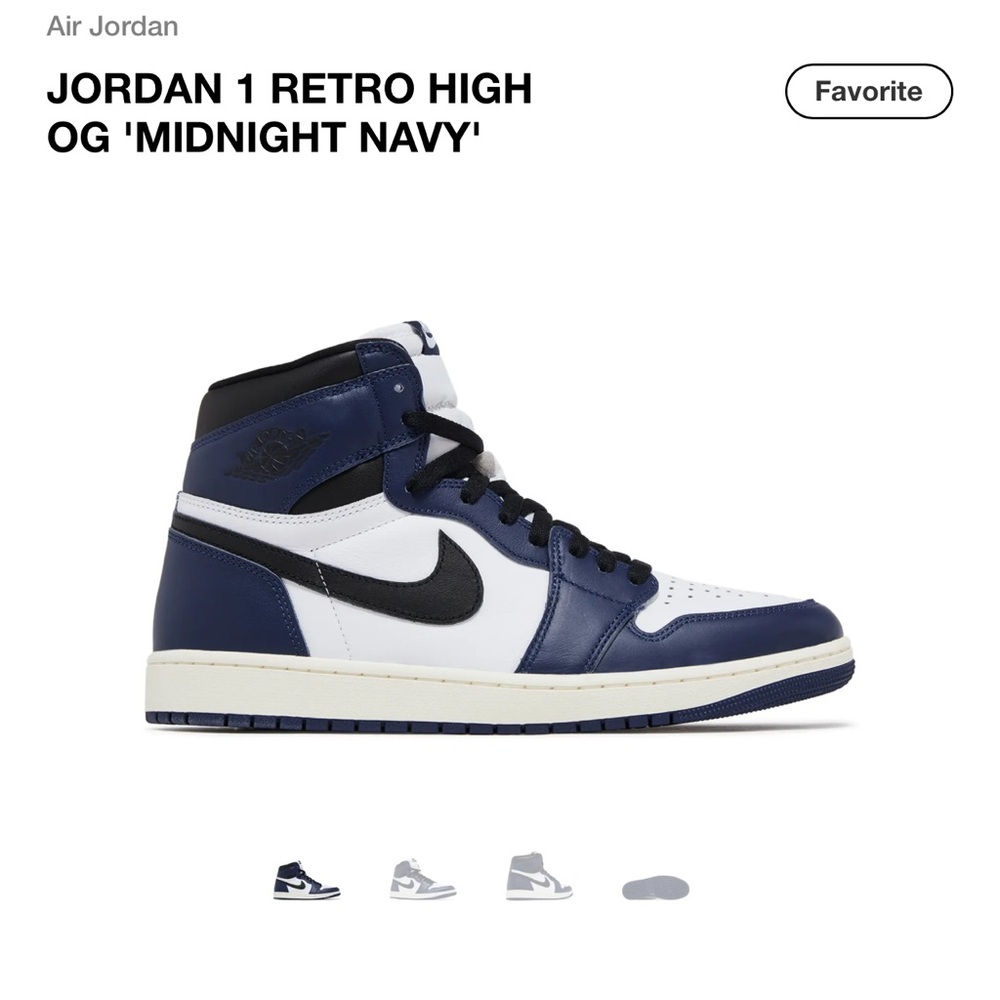 JORDAN 1 RETRO HIGH OG 'MIDNIGHT NAVY' NIKE NEW YOUTH 7 / 6.5